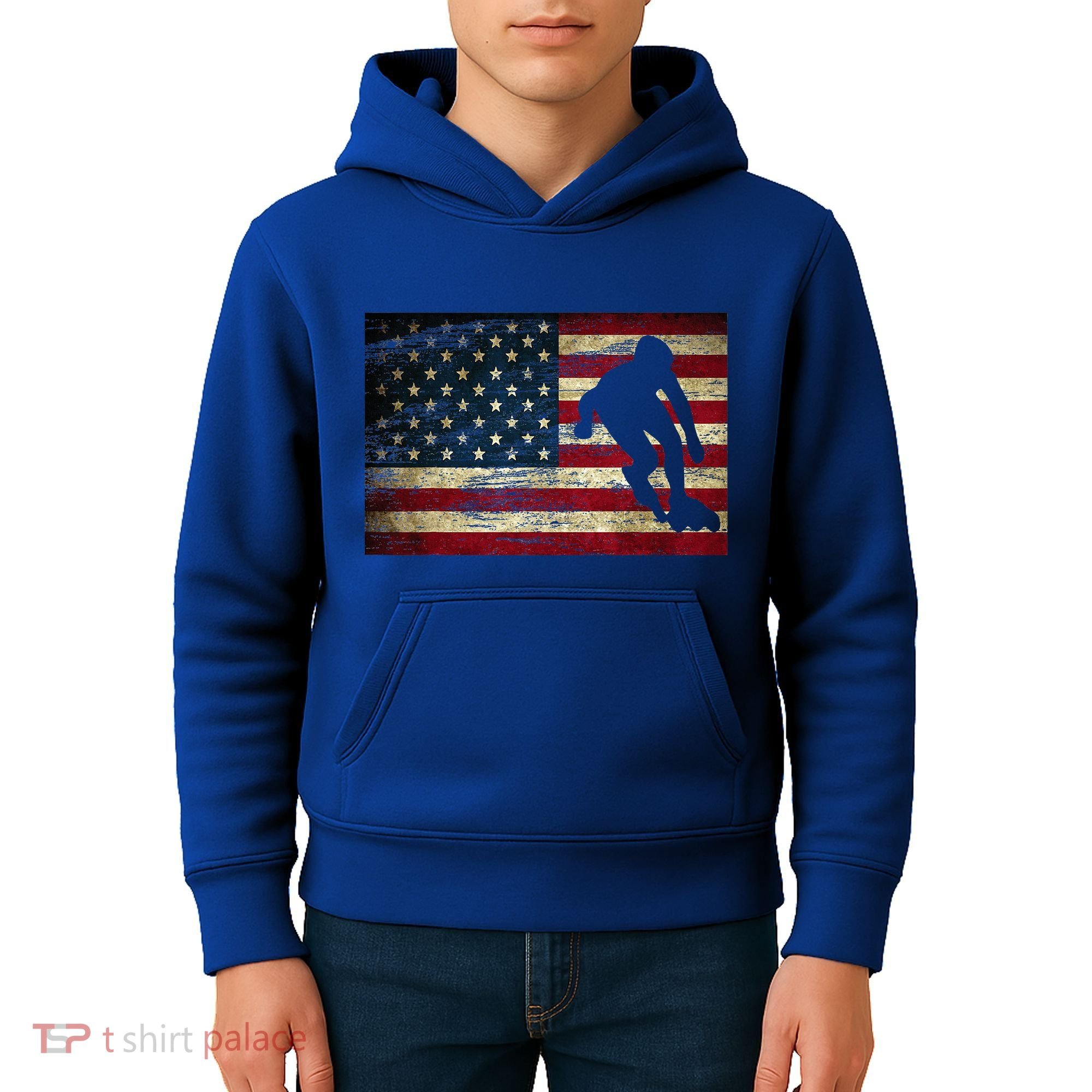 Inline Speed Skating American Flag Roller Blading Kids Hoodie