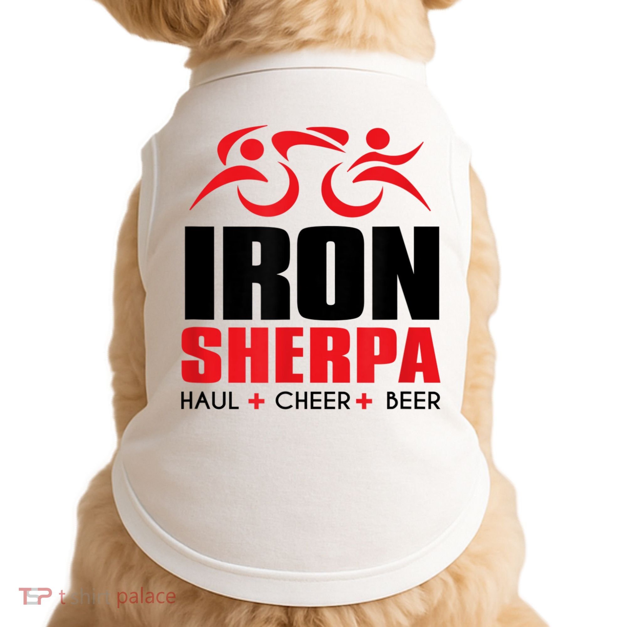 IRON SHERPA Sherpa Triathlon Triathlete Haul Cheer Beer Doggie Tank