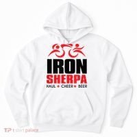 IRON SHERPA Sherpa Triathlon Triathlete Haul Cheer Beer Hoodie thumb 0