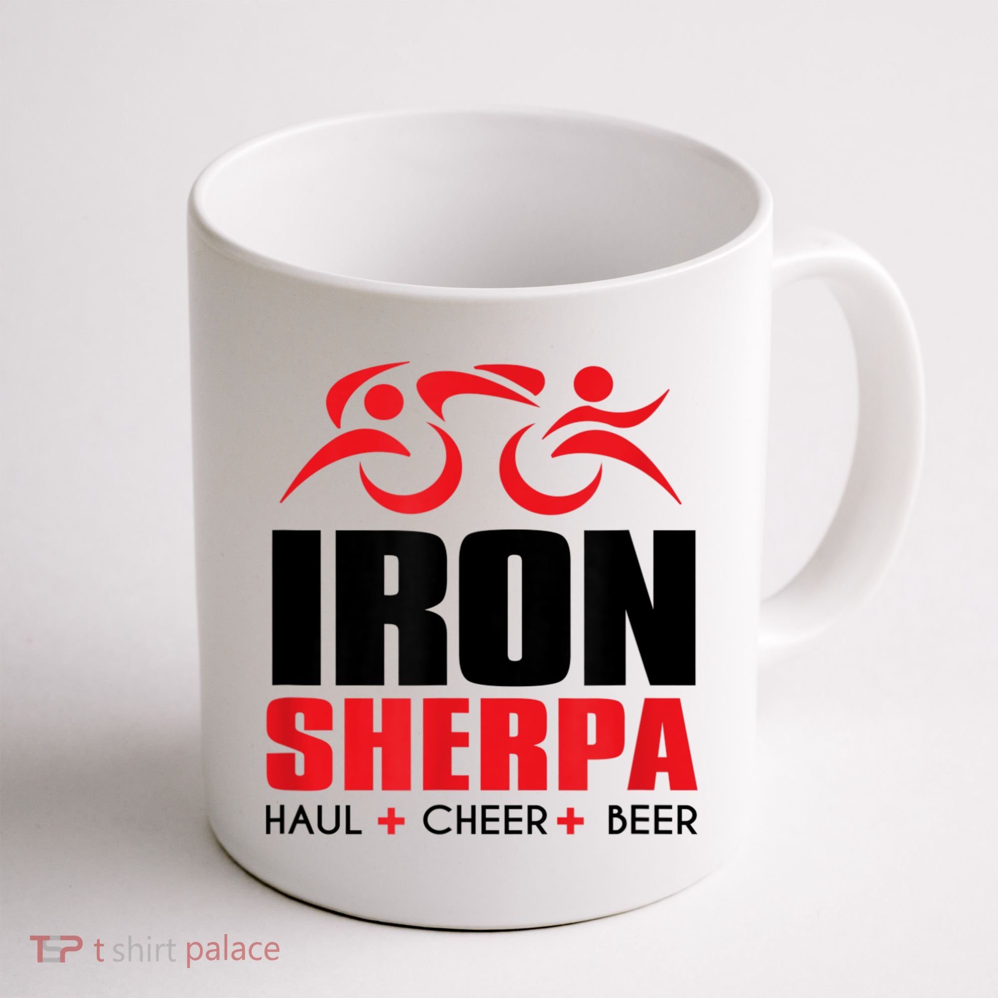 IRON SHERPA Sherpa Triathlon Triathlete Haul Cheer Beer Coffee Mug