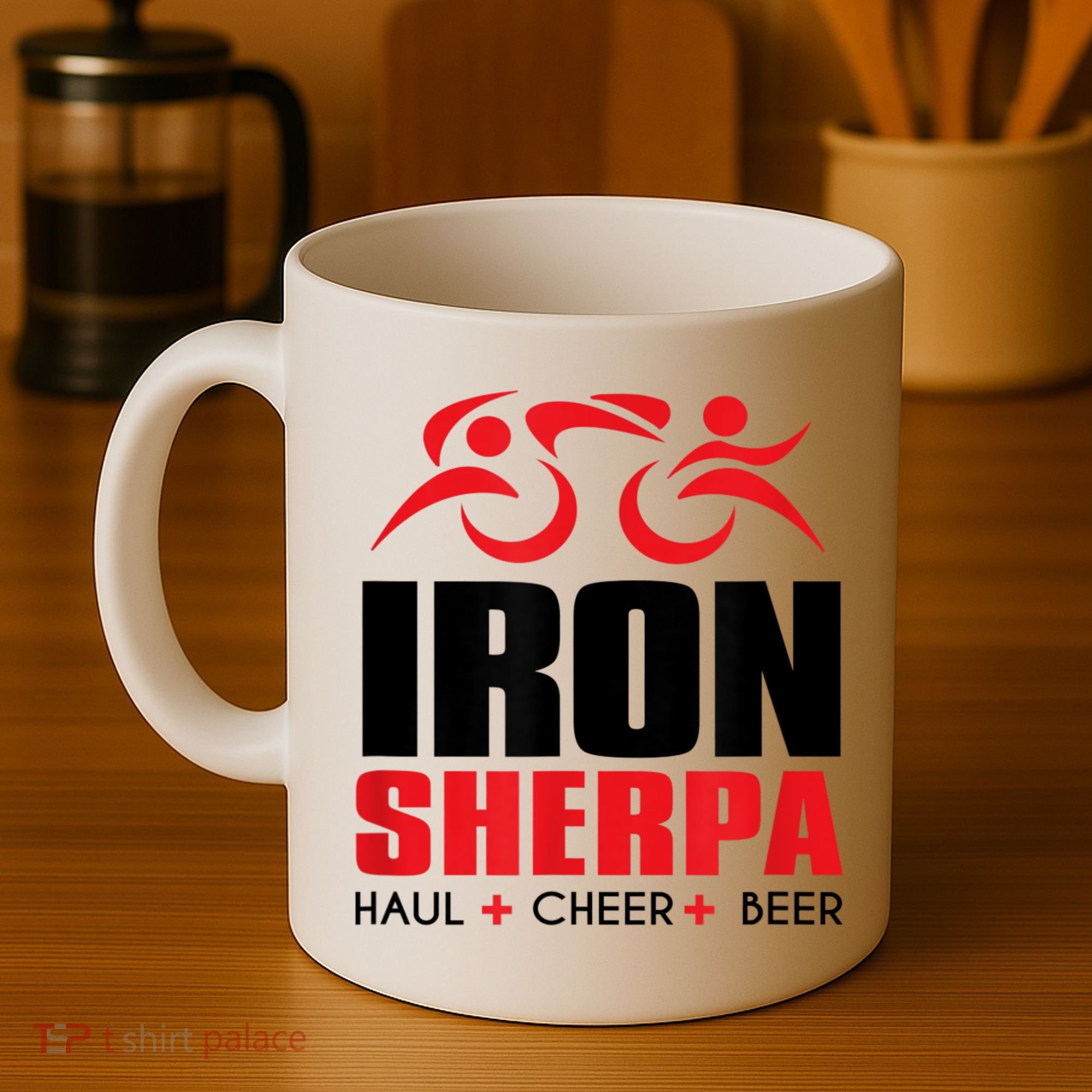 IRON SHERPA Sherpa Triathlon Triathlete Haul Cheer Beer Coffee Mug