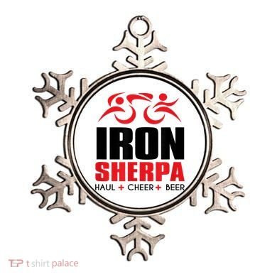 IRON SHERPA Sherpa Triathlon Triathlete Haul Cheer Beer Ornament