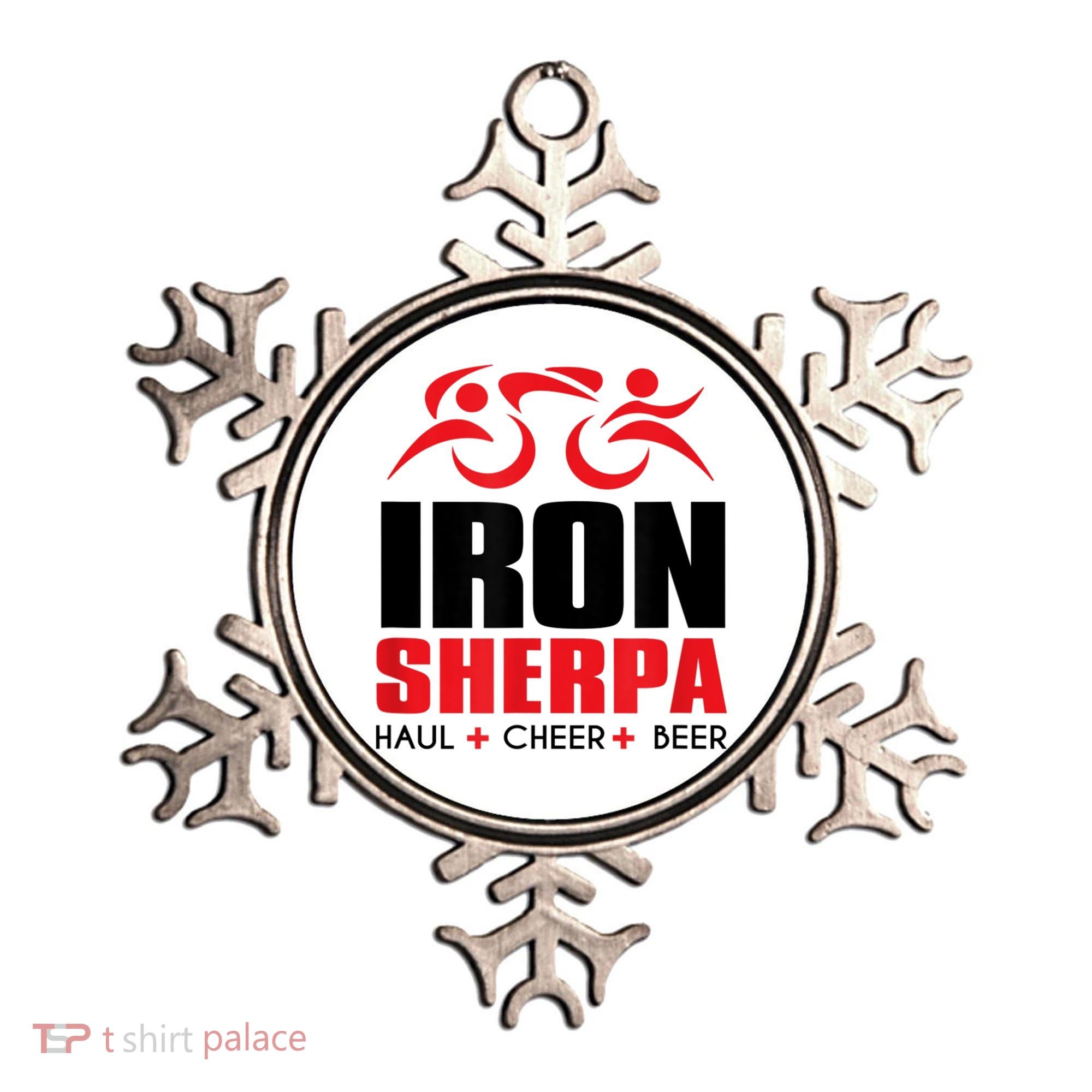 IRON SHERPA Sherpa Triathlon Triathlete Haul Cheer Beer Ornament