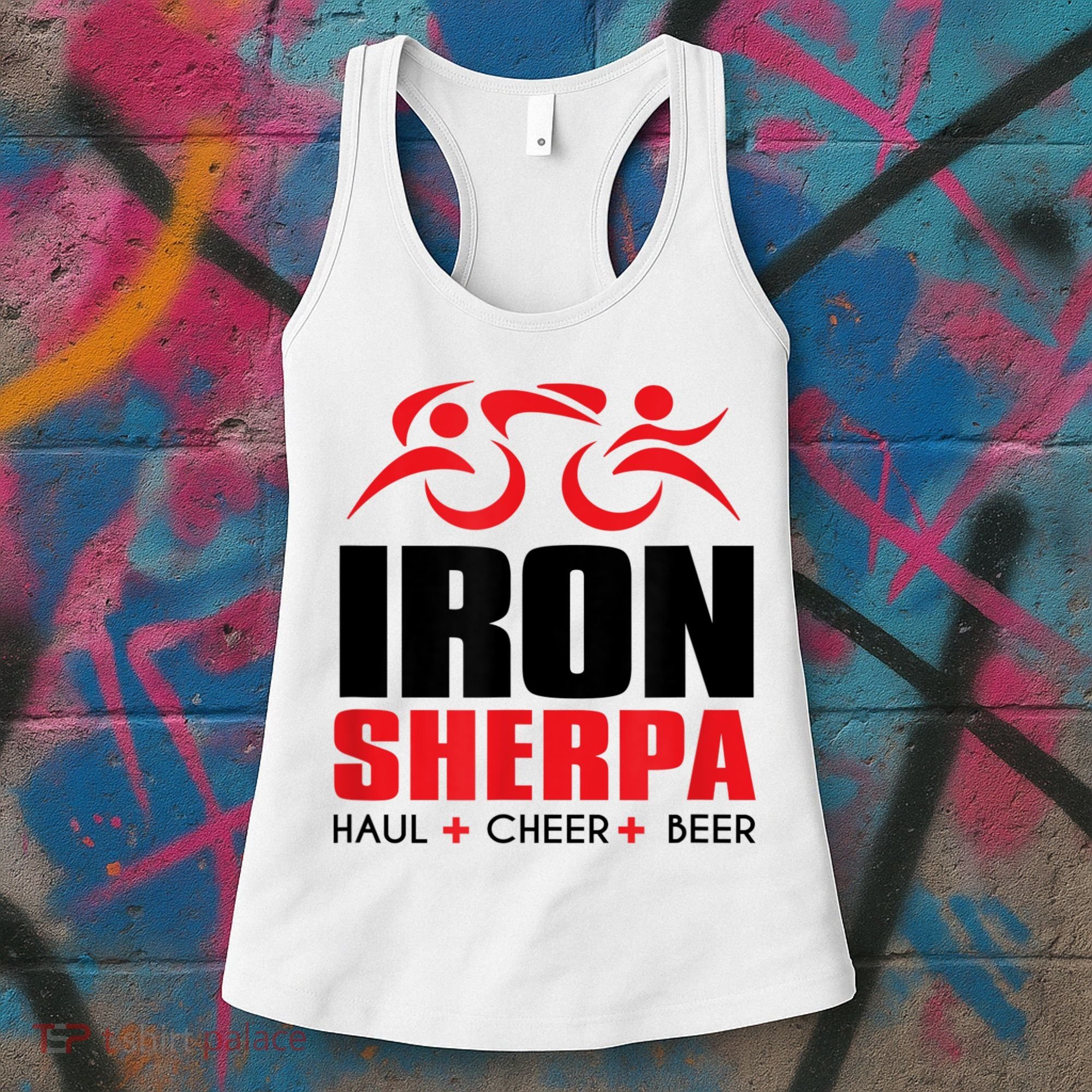 IRON SHERPA Sherpa Triathlon Triathlete Haul Cheer Beer Women's Tank Top