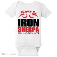 IRON SHERPA Sherpa Triathlon Triathlete Haul Cheer Beer Baby Bodysuit thumb 0