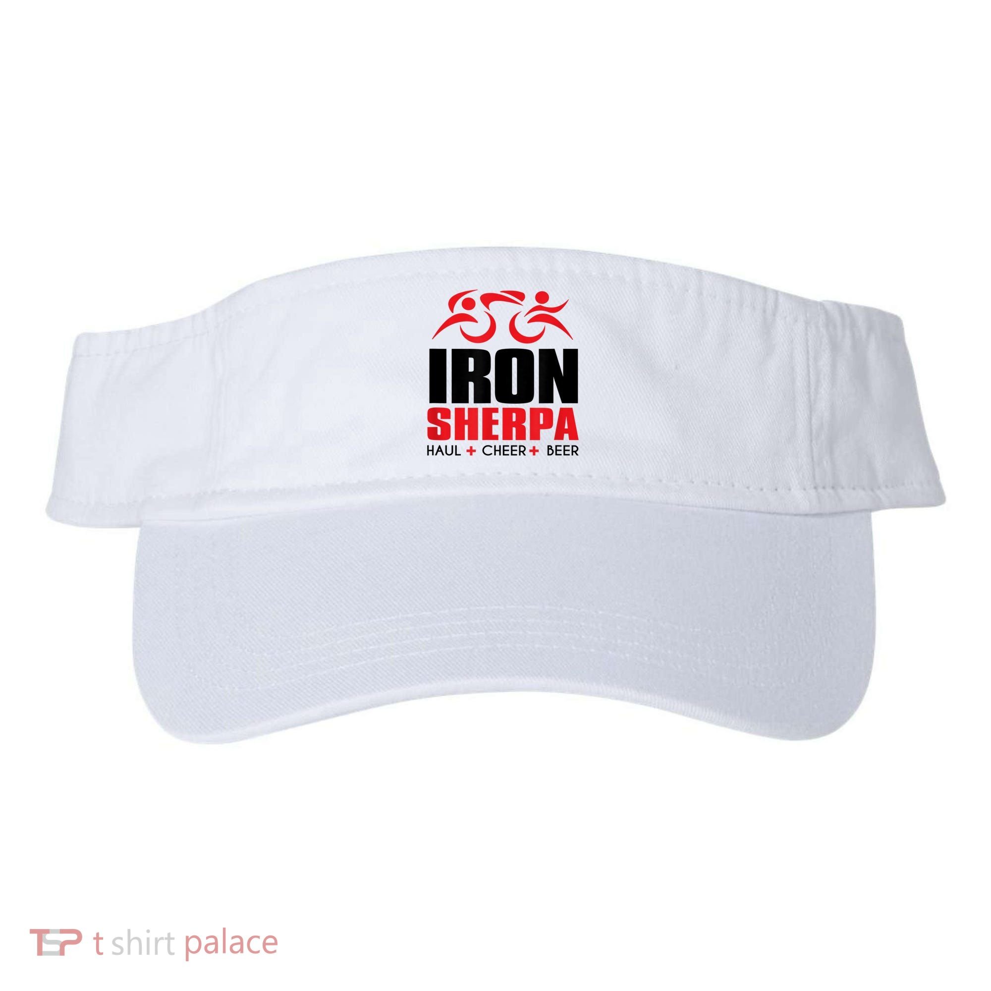 IRON SHERPA Sherpa Triathlon Triathlete Haul Cheer Beer Visor
