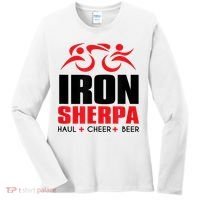 IRON SHERPA Sherpa Triathlon Triathlete Haul Cheer Beer Women's Long Sleeve Shirt thumb 0