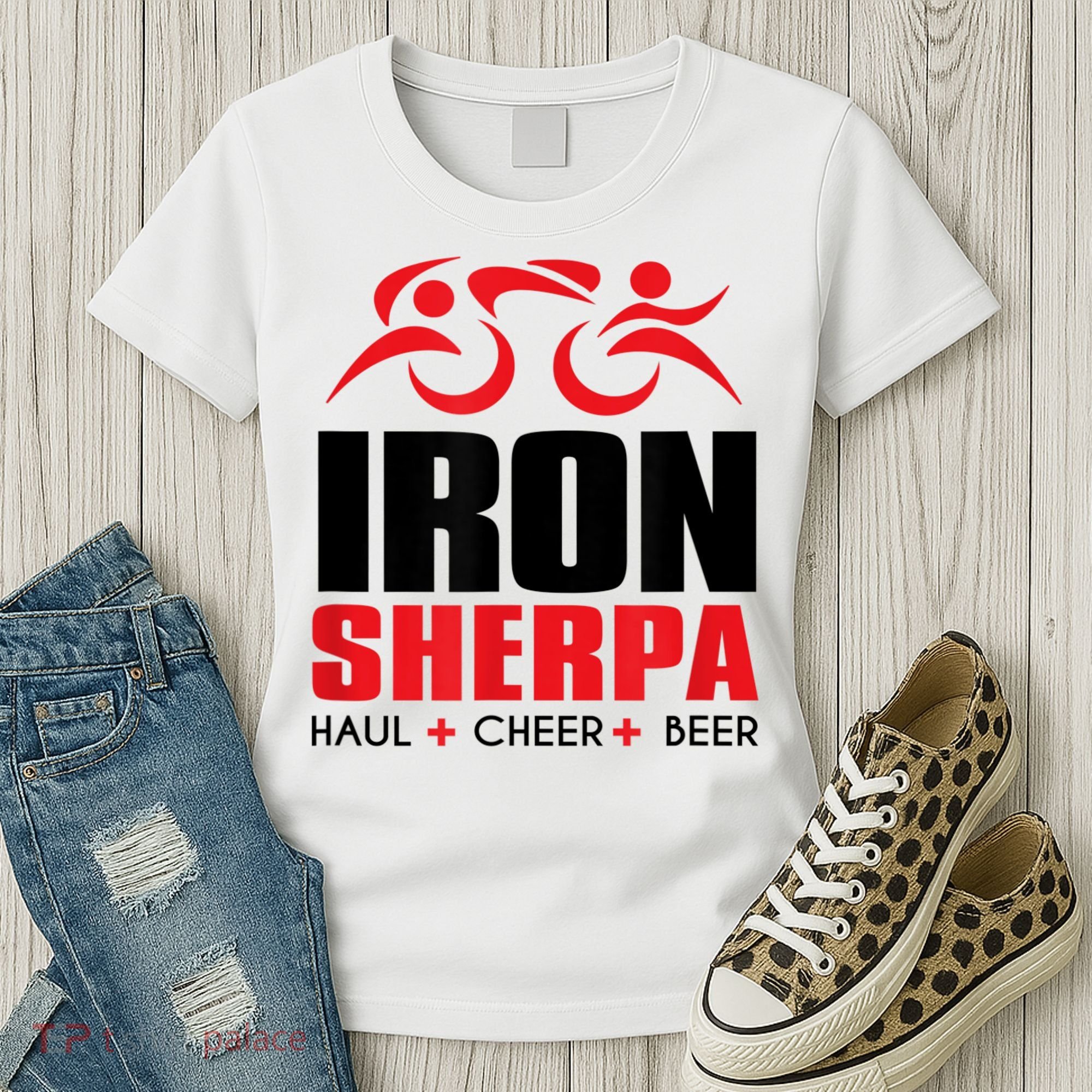 IRON SHERPA Sherpa Triathlon Triathlete Haul Cheer Beer Women's T-Shirt