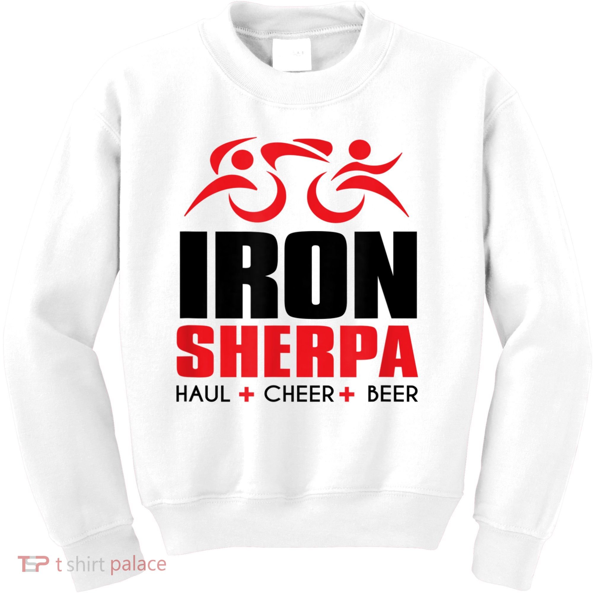 IRON SHERPA Sherpa Triathlon Triathlete Haul Cheer Beer Kids Sweatshirt