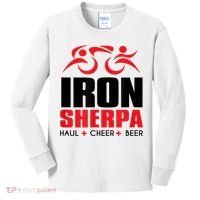 IRON SHERPA Sherpa Triathlon Triathlete Haul Cheer Beer Kids Long Sleeve Shirt thumb 0