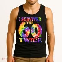 I Survived The Sixties 60s Twice Tie Dye 70th Birthday Tank Top thumb 3