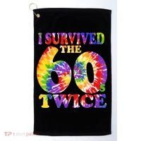 I Survived The Sixties 60s Twice Tie Dye 70th Birthday Golf Towel thumb 0