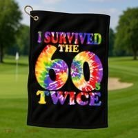 I Survived The Sixties 60s Twice Tie Dye 70th Birthday Golf Towel thumb 1