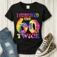 I Survived The Sixties 60s Twice Tie Dye 70th Birthday Women's T-Shirt thumb 3