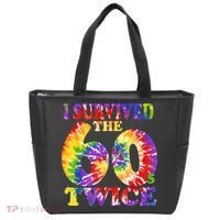 I Survived The Sixties 60s Twice Tie Dye 70th Birthday Tote Bag thumb 0
