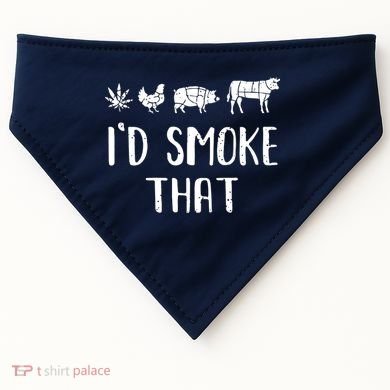 I'd Smoke That Funny BBQ Weed Cannabis USA-Made Doggie Bandana