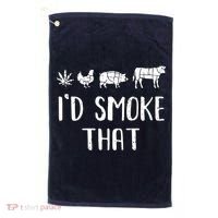 I'd Smoke That Funny BBQ Weed Cannabis Golf Towel thumb 0