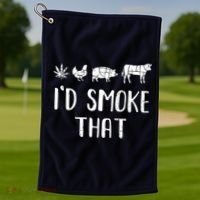 I'd Smoke That Funny BBQ Weed Cannabis Golf Towel thumb 1