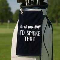 I'd Smoke That Funny BBQ Weed Cannabis Golf Towel thumb 2
