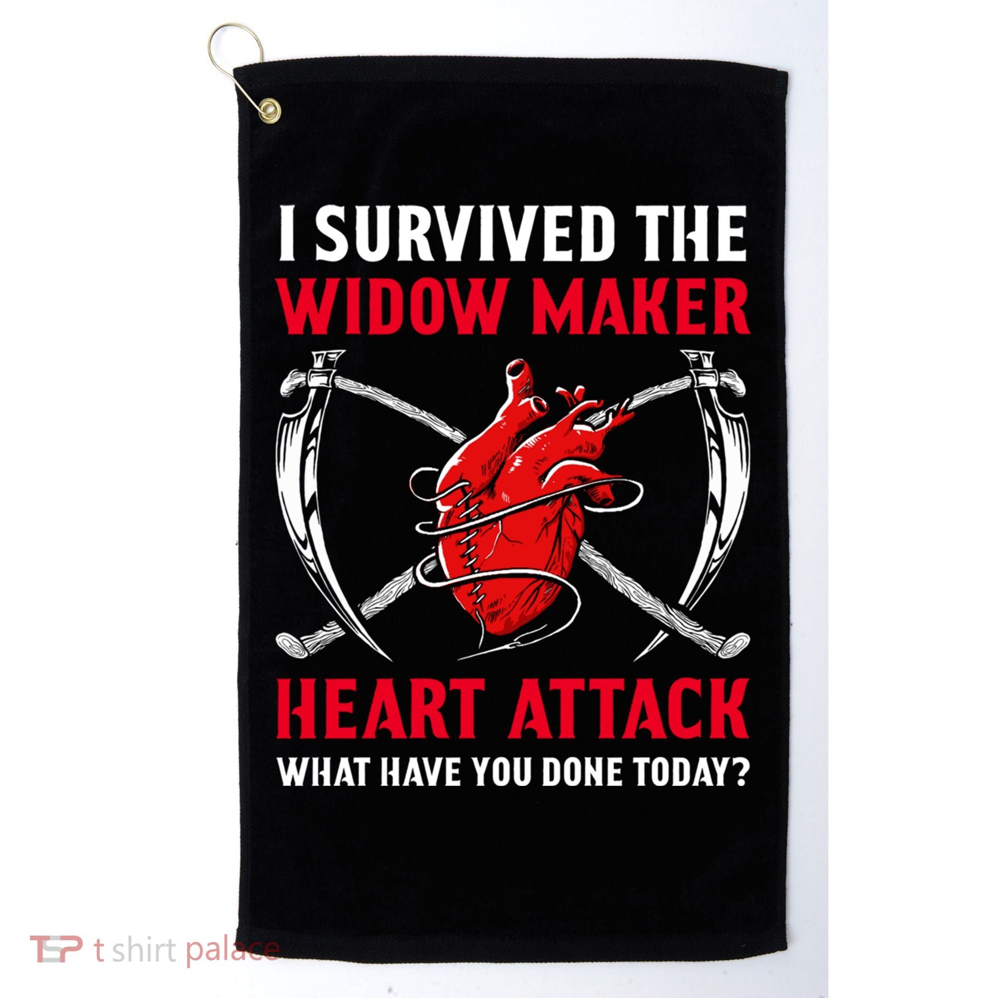 I Survived The Widow Maker Heart Attack Heart Disease Gift Golf Towel