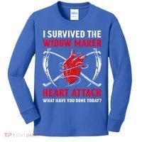 I Survived The Widow Maker Heart Attack Heart Disease Gift Kids Long Sleeve Shirt thumb 0