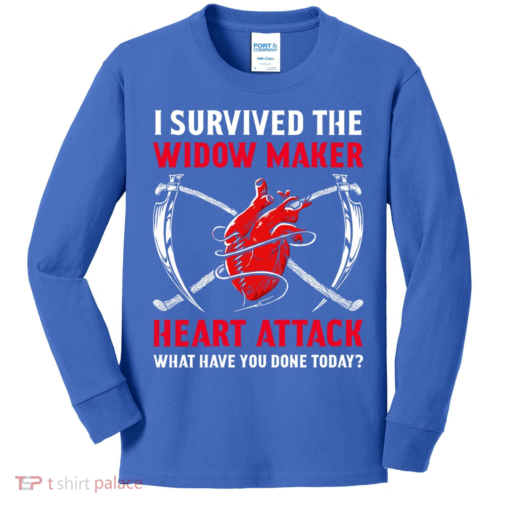 I Survived The Widow Maker Heart Attack Heart Disease Gift Kids Long Sleeve Shirt