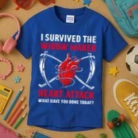 I Survived The Widow Maker Heart Attack Heart Disease Gift Kids T-Shirt thumb 3