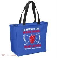 I Survived The Widow Maker Heart Attack Heart Disease Gift Tote Bag thumb 2