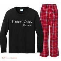 I Saw That Karma Kids Long Sleeve Plaid Pajama Set thumb 0