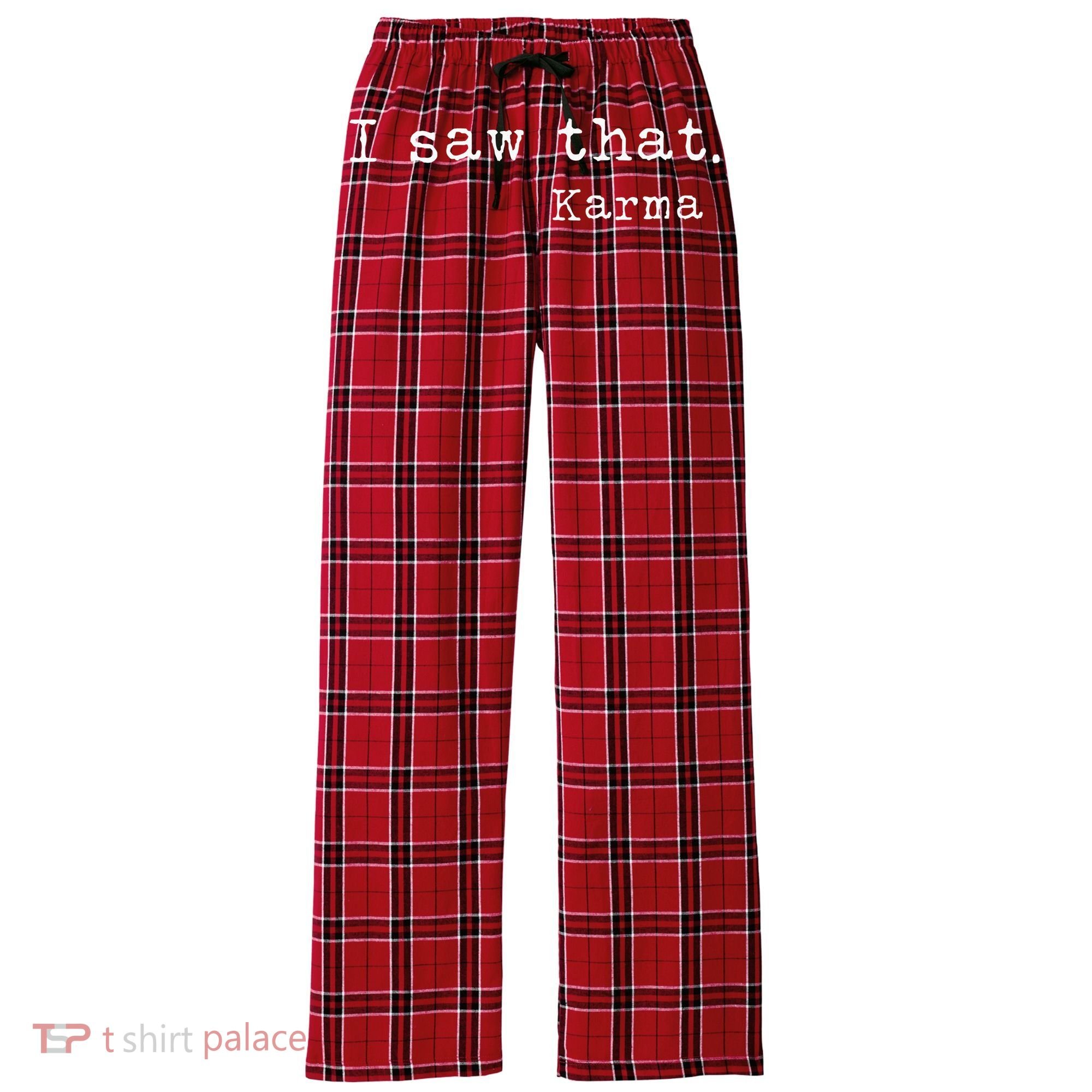 I Saw That Karma Women's Flannel Plaid Pajama Pants
