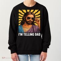 I Saw That Im Telling Dad Funny Religious Christian Jesus Women's Sweatshirt thumb 0