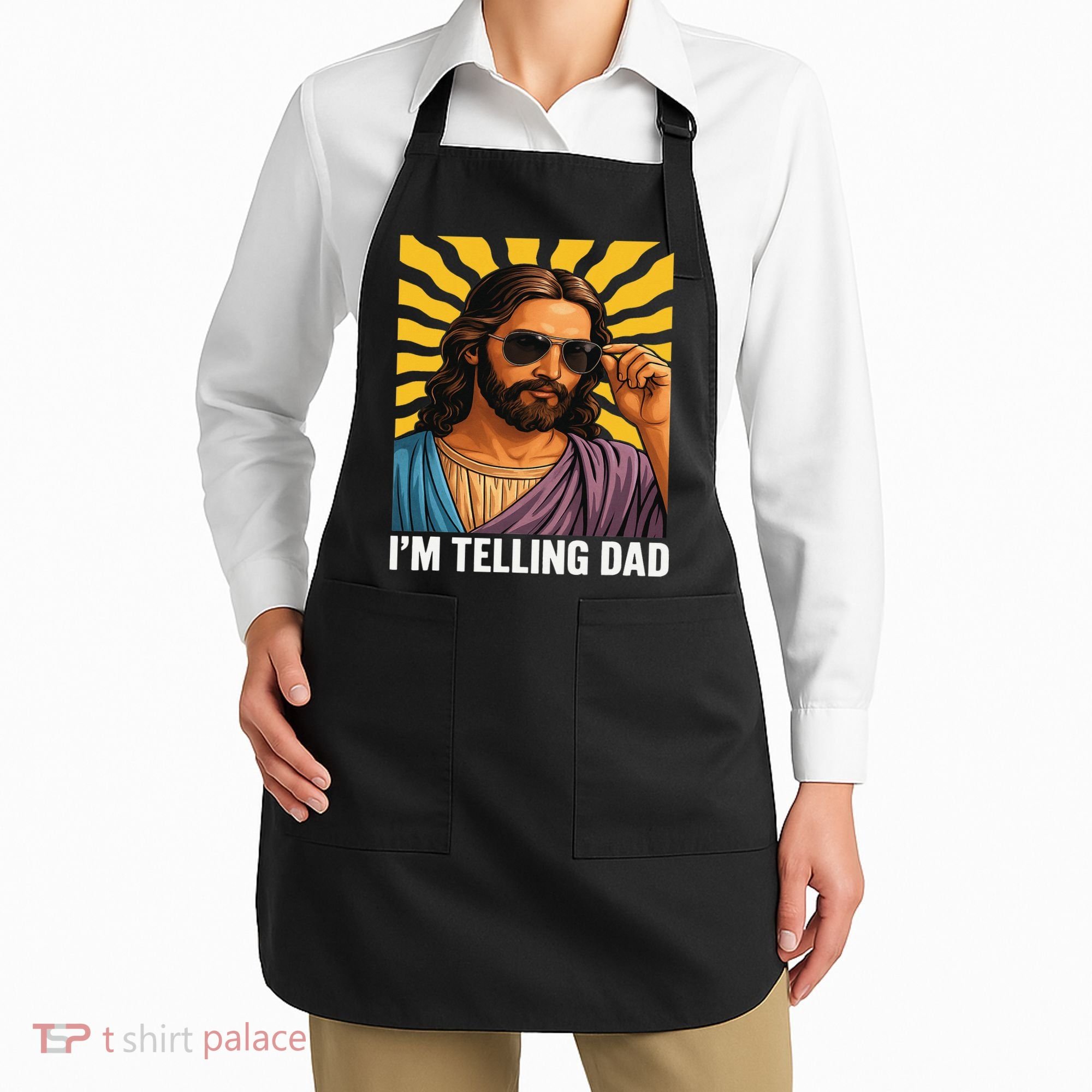 I Saw That Im Telling Dad Funny Religious Christian Jesus Apron