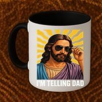 I Saw That Im Telling Dad Funny Religious Christian Jesus Coffee Mug thumb 2