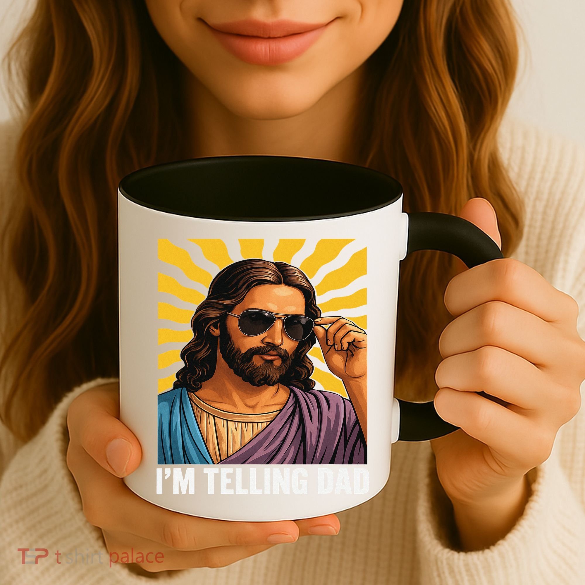 I Saw That Im Telling Dad Funny Religious Christian Jesus Coffee Mug