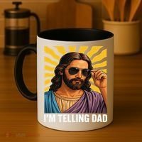 I Saw That Im Telling Dad Funny Religious Christian Jesus Coffee Mug thumb 4