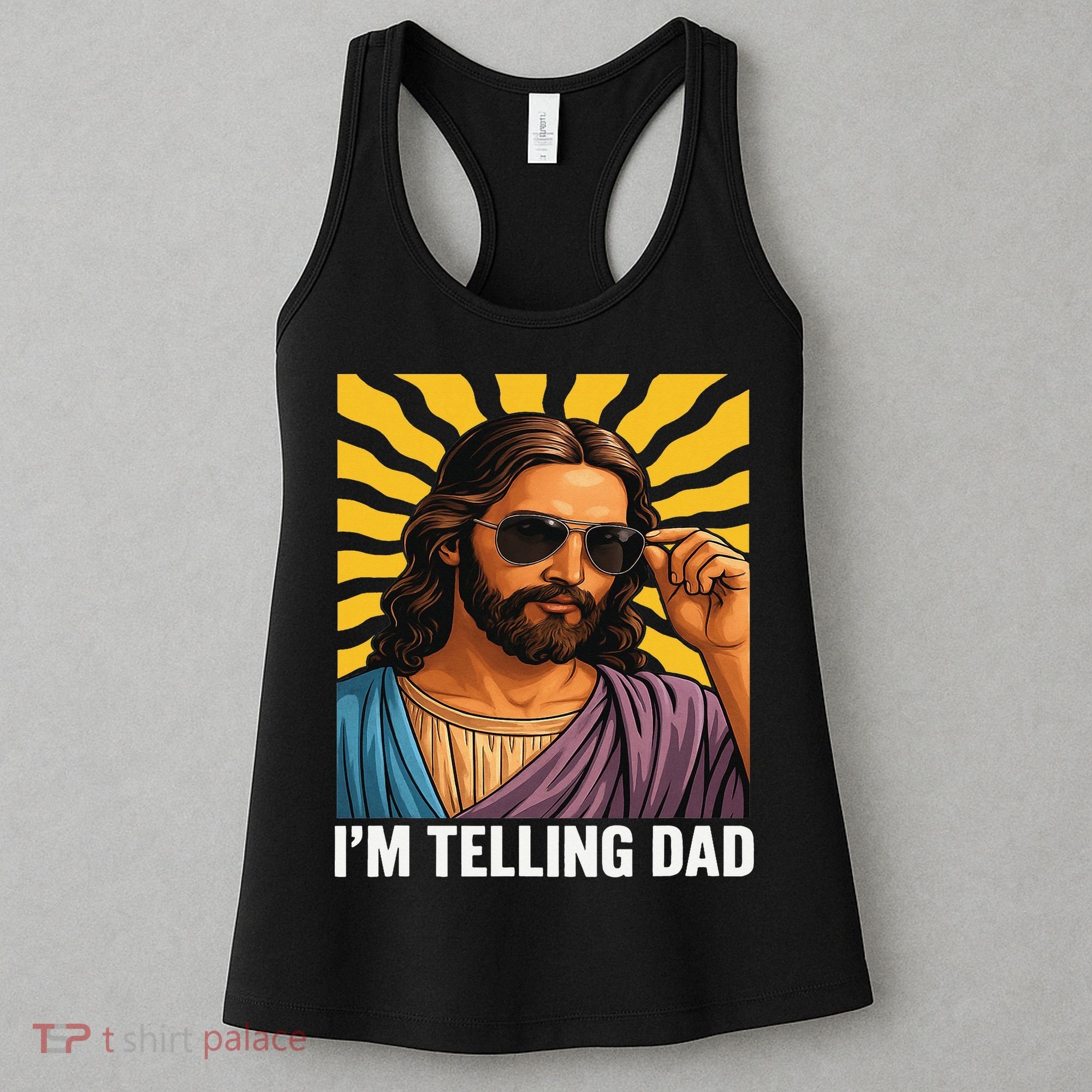I Saw That Im Telling Dad Funny Religious Christian Jesus Women's Tank Top