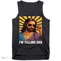 I Saw That Im Telling Dad Funny Religious Christian Jesus Tank Top thumb 0