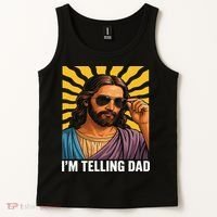 I Saw That Im Telling Dad Funny Religious Christian Jesus Tank Top thumb 2