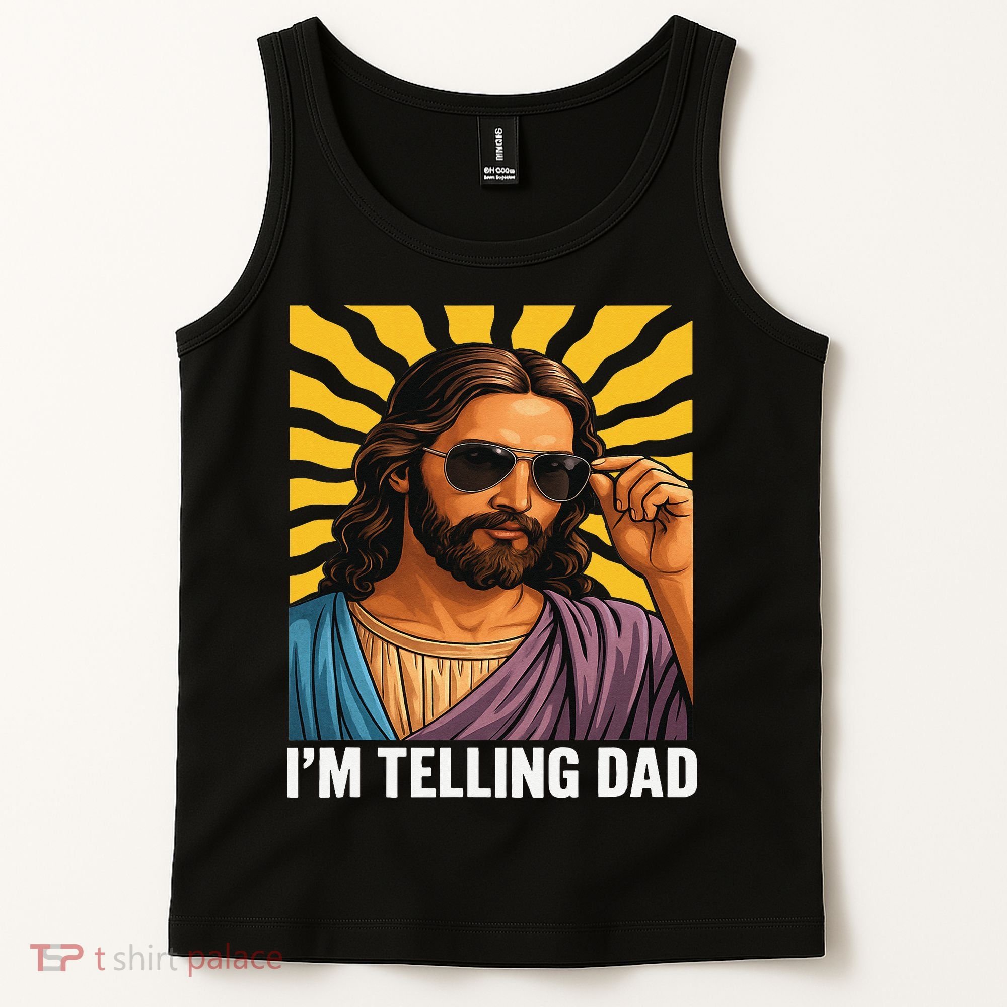 I Saw That Im Telling Dad Funny Religious Christian Jesus Tank Top