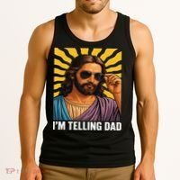 I Saw That Im Telling Dad Funny Religious Christian Jesus Tank Top thumb 3