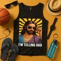 I Saw That Im Telling Dad Funny Religious Christian Jesus Tank Top thumb 4