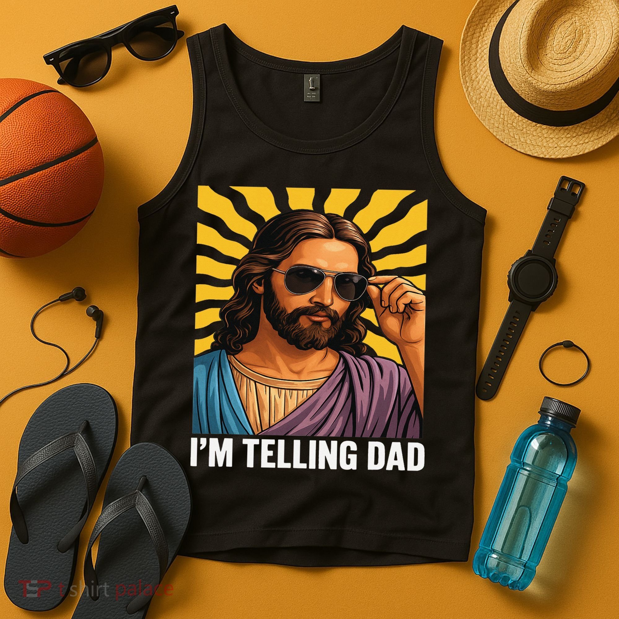 I Saw That Im Telling Dad Funny Religious Christian Jesus Tank Top