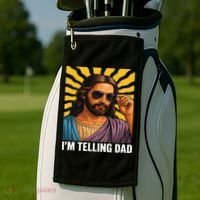 I Saw That Im Telling Dad Funny Religious Christian Jesus Golf Towel thumb 2
