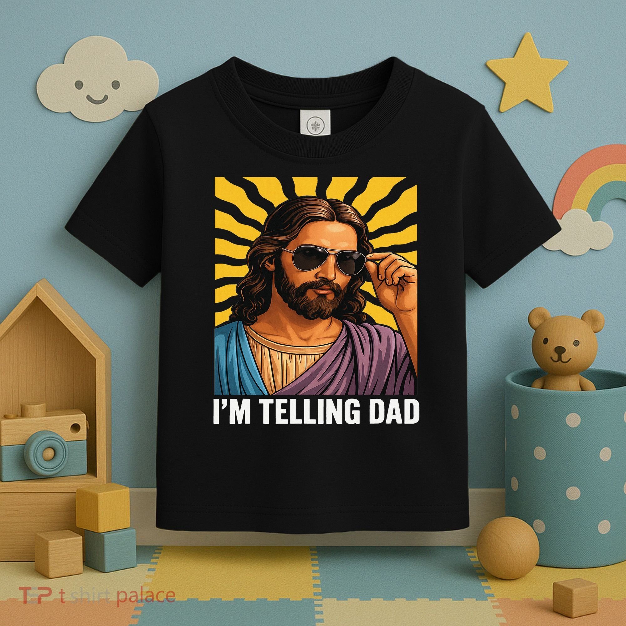 I Saw That Im Telling Dad Funny Religious Christian Jesus Toddler T-Shirt