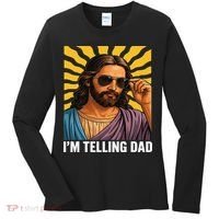 I Saw That Im Telling Dad Funny Religious Christian Jesus Women's Long Sleeve Shirt thumb 0