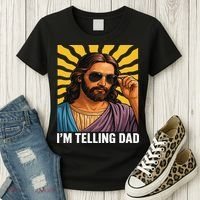 I Saw That Im Telling Dad Funny Religious Christian Jesus Women's T-Shirt thumb 3