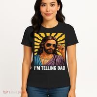 I Saw That Im Telling Dad Funny Religious Christian Jesus Women's T-Shirt thumb 4