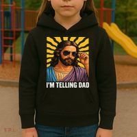I Saw That Im Telling Dad Funny Religious Christian Jesus Kids Hoodie thumb 3