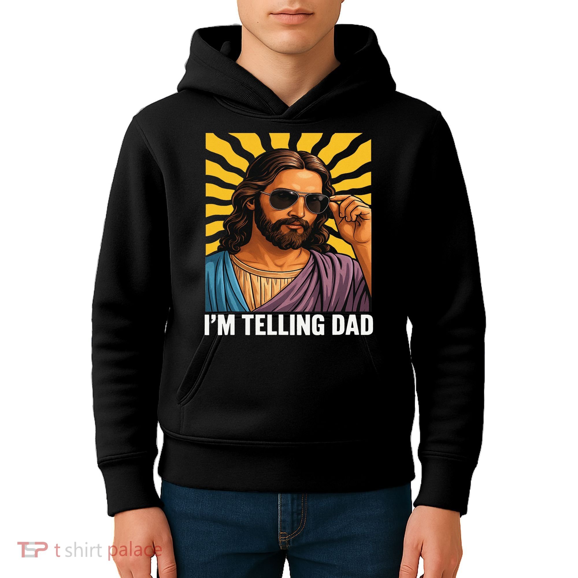 I Saw That Im Telling Dad Funny Religious Christian Jesus Kids Hoodie