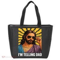 I Saw That Im Telling Dad Funny Religious Christian Jesus Tote Bag thumb 0